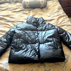 Faux leather puffer
